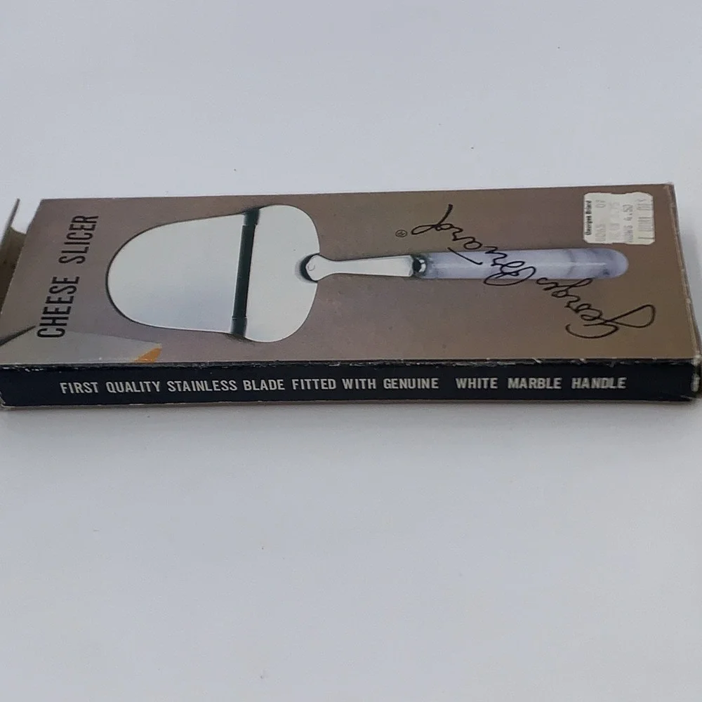VTG George Briard Stainless Cheese Slicer Genuine Marble Handle In Box Taiwan